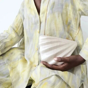 NWT Zara Faux Pearl Box Bag Purse Crossbody Clutch Gold Chain 6047/210